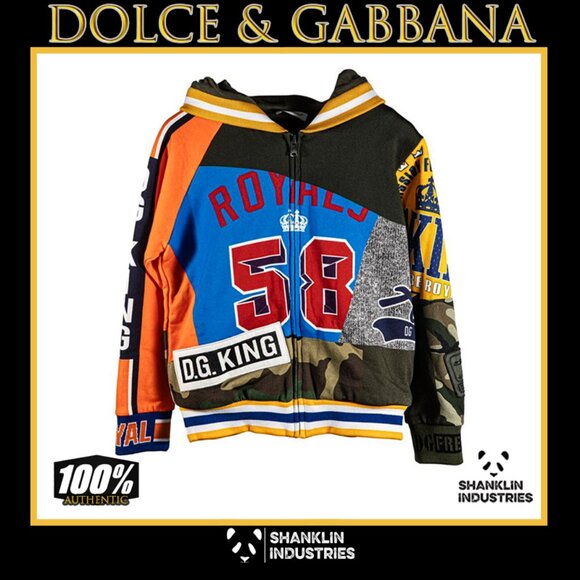 🤍🐼DOLCE & GABBANA🐼🤍 Kids Size 5 Multicolor Zip Up Hoodie - Picture 1 of 5